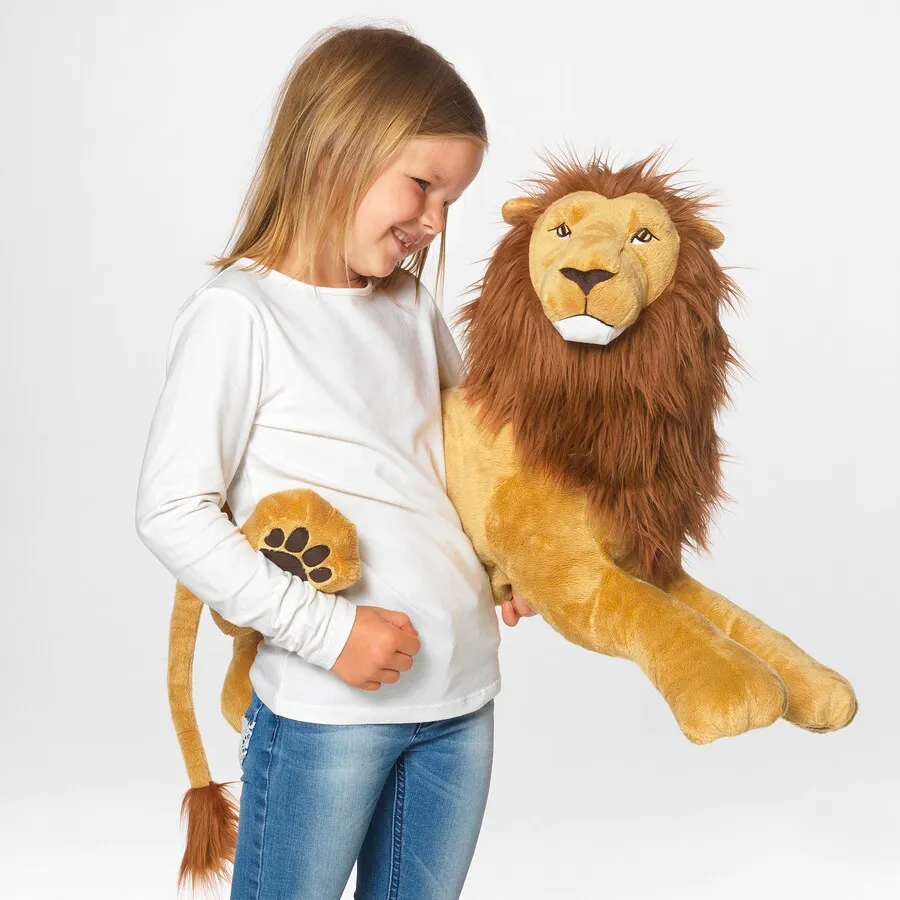 YIJA DJUNGELSKOG African Lion Plush Toy Stuffed Doll Cartoon Animal Dad Mom Appease Bedtime Story Sleeping Boy Girl Friend Gift