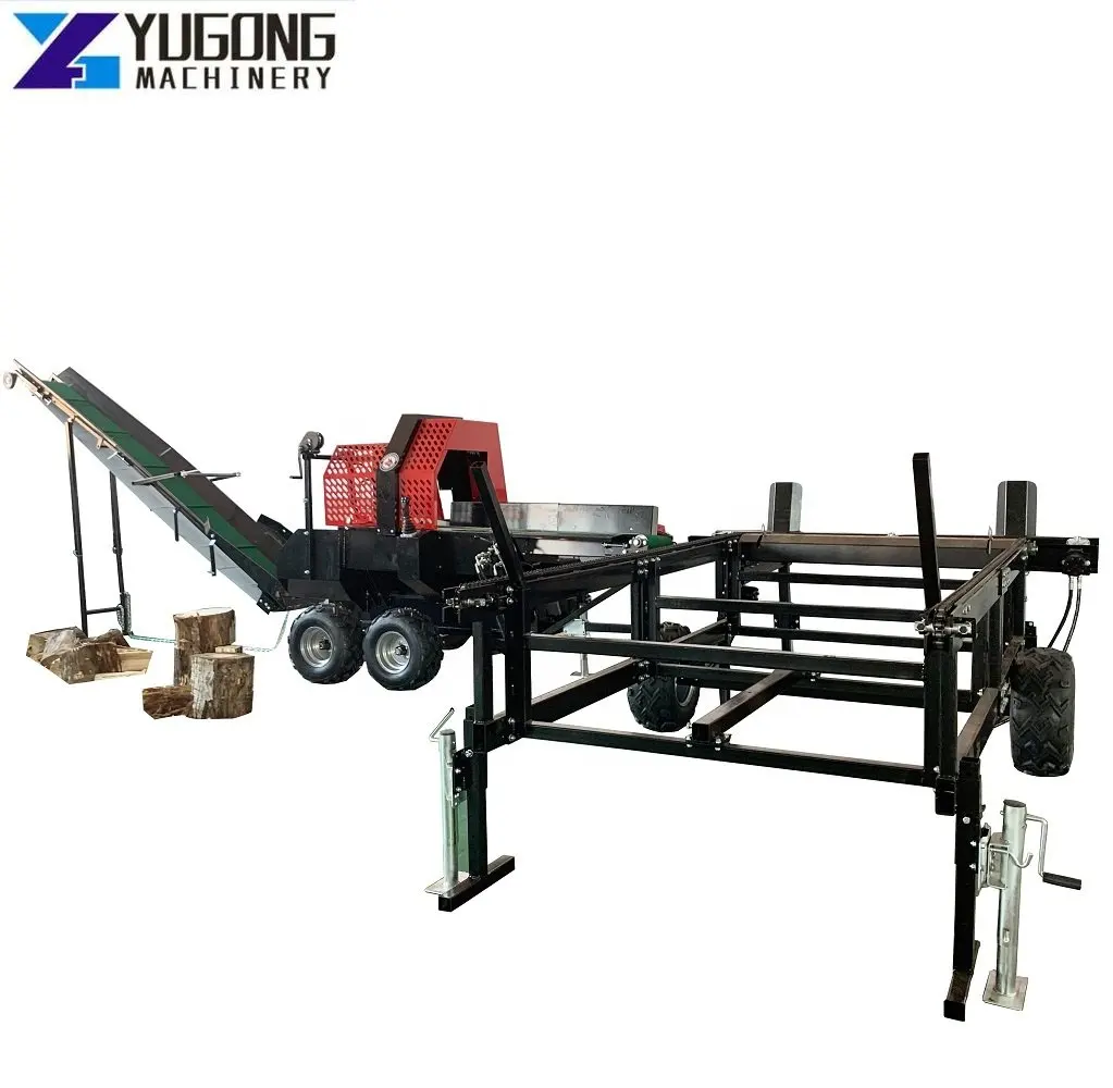 YUGONG 30ton Large Firewood Processor Log Splitter Wood Cutter Gasoline Log Splitter Firewood Processor