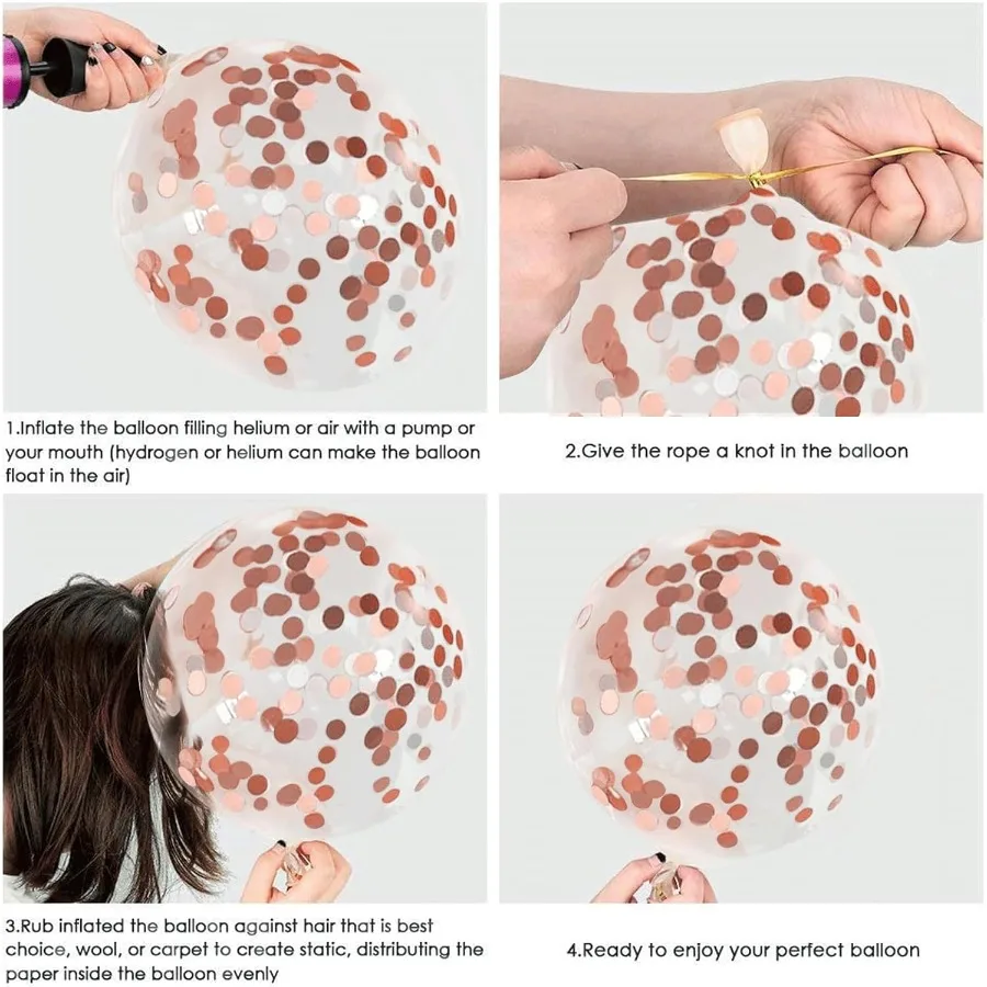 بالونات قصاصات ذهبية وردية 50 قطعة 12 بوصة من بالونات اللاتكس باللون الأبيض والذهبي الوردي مع سلسلة 33 قدم لعيد الميلاد #3