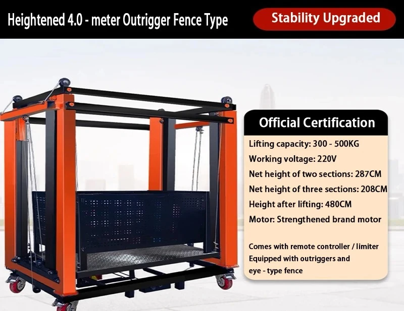 Remote Control Mobile Scaffolding Lift 4M, Electric Heavy-Duty Foldable Hoist for Indoor & Outdoor Building Maintenance