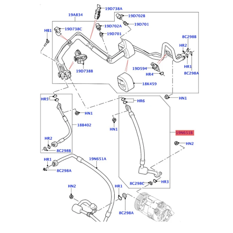 LR061889 La nd Ro ve r Tube And Hose-A/C Compressor Inlet