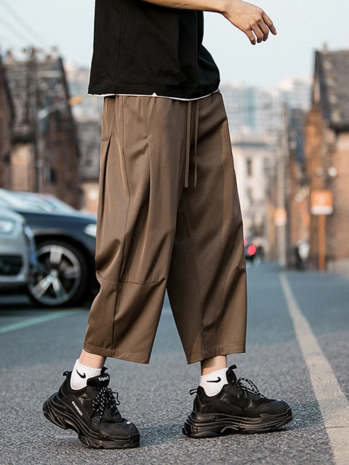 

Cé Ice Silk Men's Summer Thin Cool Feeling Straight Leg Loose Large Size Wide Leg Eighteen Pants Casual Harajuku Sle