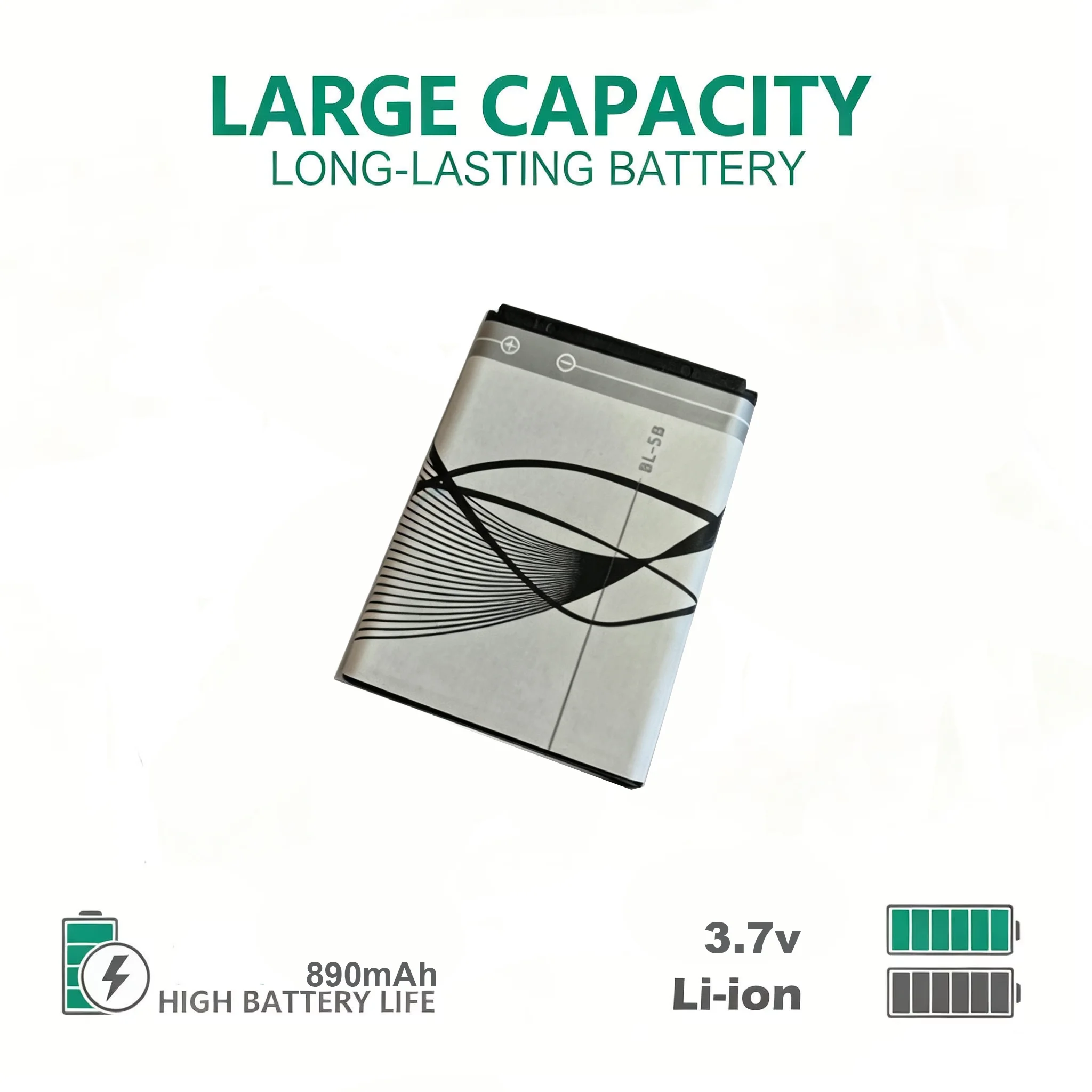 BL‑5B 890mAh Lithium Ion Battery 3.7V For Nokia 5300 5320XM 6120c N80 N90 Replacement Battery For Speaker Radio MP3 Player