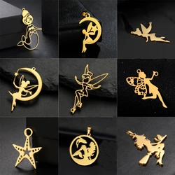 EUEAVAN 1pc Fairy Angel Mermaid Stainless Steel Pendant for Necklace Women Girls Sea Starfish Charms Jewelry Making Accessories