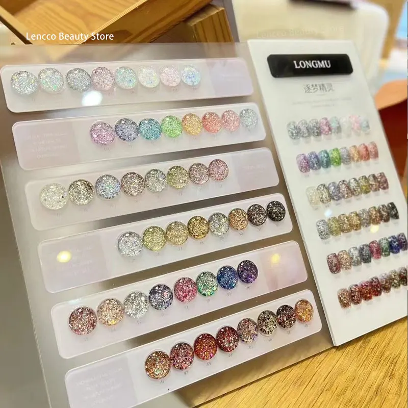 Eleanos Pailletten-Glitzer-Gel-Nagellack-Set, 48 Stück, mit Farbkarte, Soak Off UV-LED-Gel-Lack, Nägel, Kunst, alles für Maniküre, 15 ml