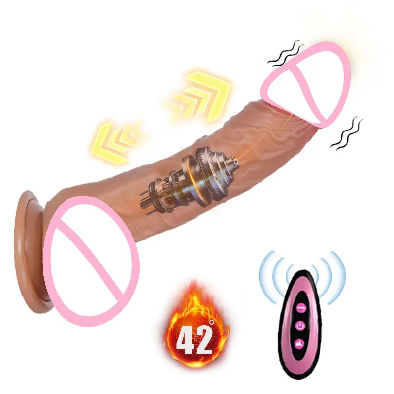 Heatable Dildo Thrusting Vibrator Sex Toys for Female Gay Remote Control Silicone Dildo G-spot Suction cup with 10 Vibration 18+