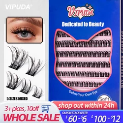 VIPUDA Cat Eye False Eyelash Extension DIY Lash String Fluffy Soft and Easy to Operate Eyelashes Extension Bundle Makeup Tool