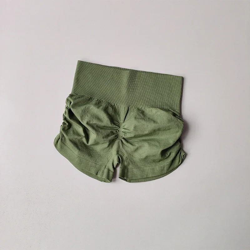 Sexy Plissierte Shorts mit Kordelzug für Damen, Enganliegende Hochgeschnittene Hüftformende Hosen, Atmungsaktive Yoga-Fitness-Dreiviertelhosen – Detail 11