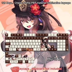 Genshin Impact Theme Keycaps Cherry Profile Hutao Key Cap PBT Anime Keycap Mechanical Keyboard Cap Set For Cherry MX Switches