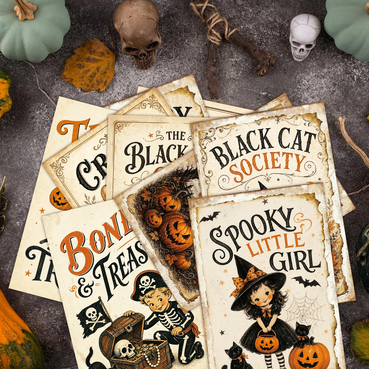 20 Stück Vintage-Halloween-Postkarten mit gruseligen Motiven, Heimdekoration, Wanddekoration für Spukhäuser, für Party-Hintergründe, Geschenk für Halloween-Liebhaber – Detail 2