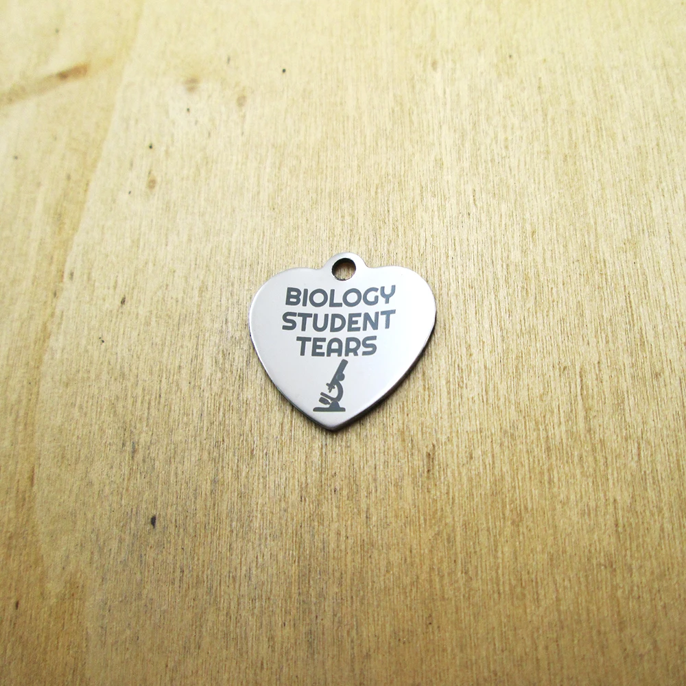 20pcs/lot--Biology teacher professor stainless steel charms Laser Engraved DIY Charms Pendants