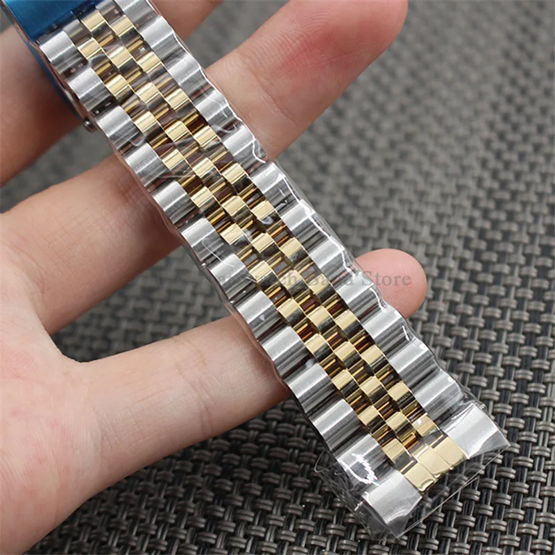 18mm 19mm 20mm 21mm Stainless Steel Watch Strap for Rolex for Jubilee Bracelet Curved End Steel Strap Folding Buckle Accessories