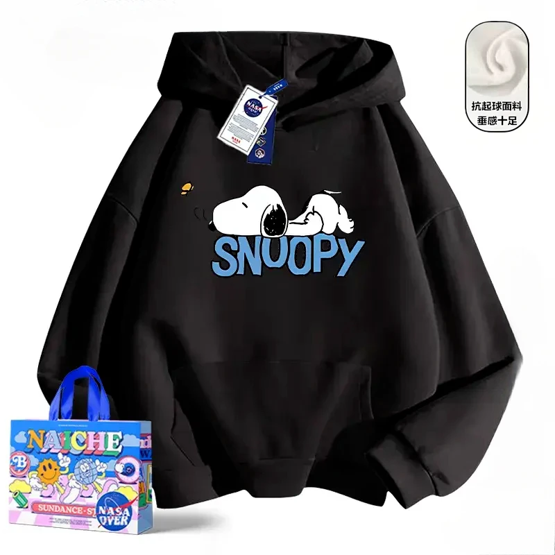 

Snoopy hooded sweatshirt for men and women autumn and winter loose cartoon couple coat long sleeve Anime Peripherals creativity