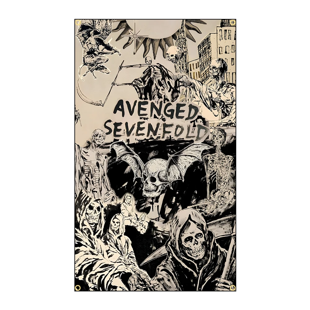 A-Avengeds Sevenfolds Heavy Rock Band Flag Polyester Digital Printing Banner for Bedroom Wall Art Out Door
