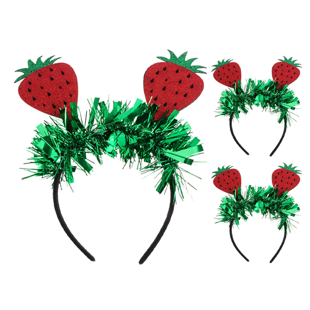 

3 Pcs Strawberry Head Hoop Headband Hawaii Headwear Decorate Pool Party Headbands