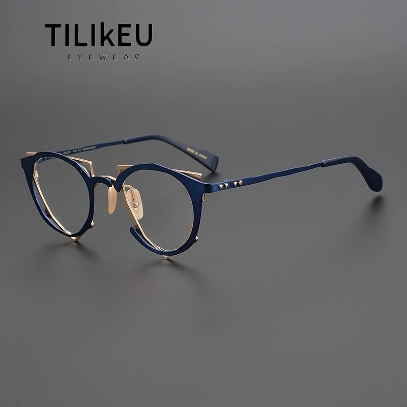 

Винтажная дизайнерская оправа для очков ручной работы из чистого титана для мужчин и женщин, японский бренд, нерегулярная уникальная оправа для очков по рецепту