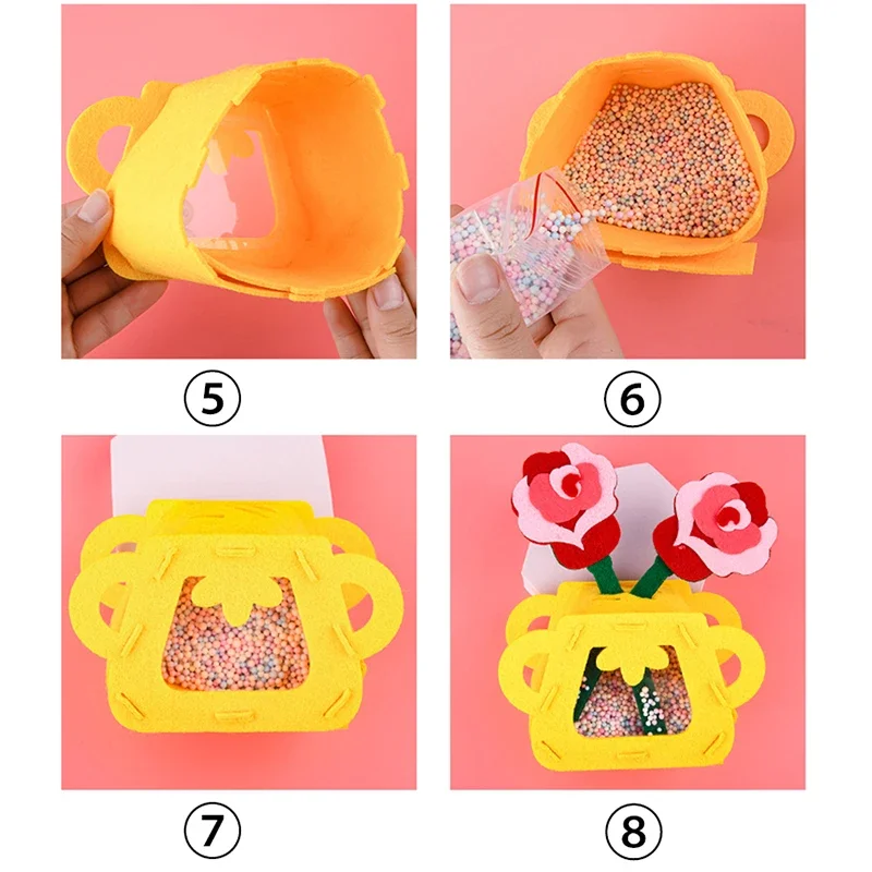 DIY Flower Toys Montessori Arts Crafts Non-weaving Handicrafts Flowerpot Toys for Kids Early Preschool Educational Funny Gifts