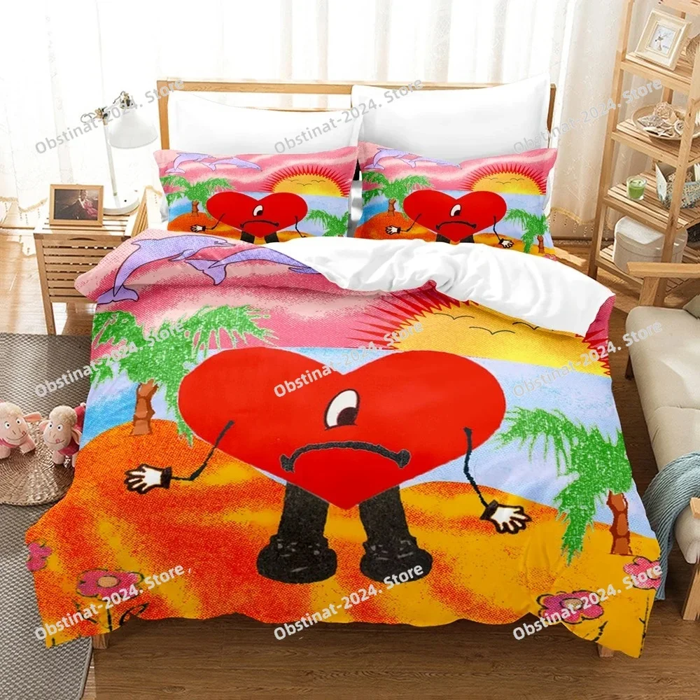 2025 Popular Bad Bunny Bedding Set Un Verano Sin Ti Duvet Cover Comforter Bed Sets Gifts USA Size Twin Full Queen King Dropshipp