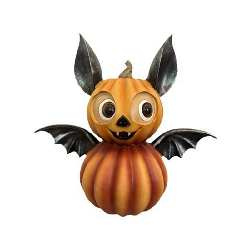 Halloween Scary Bat Pumpkin Ornaments Pumpkin Shaped Home Decoration Resin Cute Bat Decoration