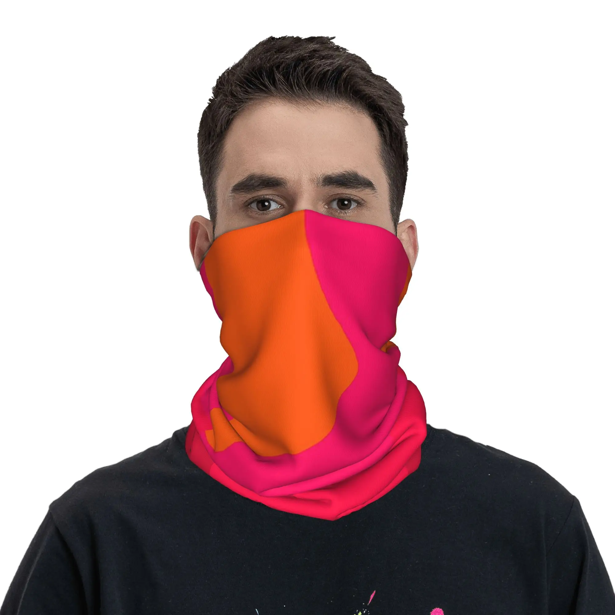 Hot Pink to Orange Bandana Neck Cover Printed Wrap Scarf Multi-use Headband Hiking Fishing Unisex Adult