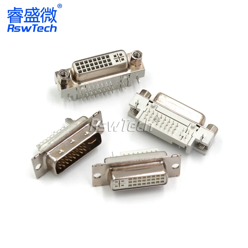 5PCS DVI24+5 Solder-wire Male/Female Header DVI-I Connector Bent Female-header 90-degree DVI Adapter Plug Terminal