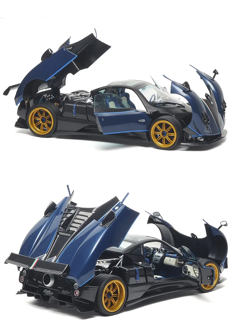 새로운 거의 실물 같은 자동차 모델 1/18 파가니 존다 트리콜로레 자동차 모델 풀 오픈 합금 시뮬레이션 자동차 장식품 컬렉션 장난감 맞춤 선물