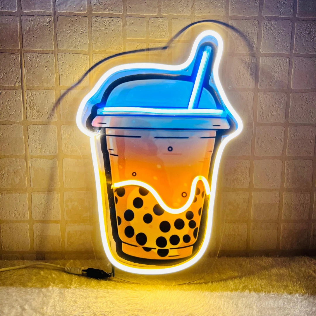 bubble tea custom led milk tea neon sign wall art restaurante personalizado welcome sign fast food coffee bar shop decoracao da parede 01