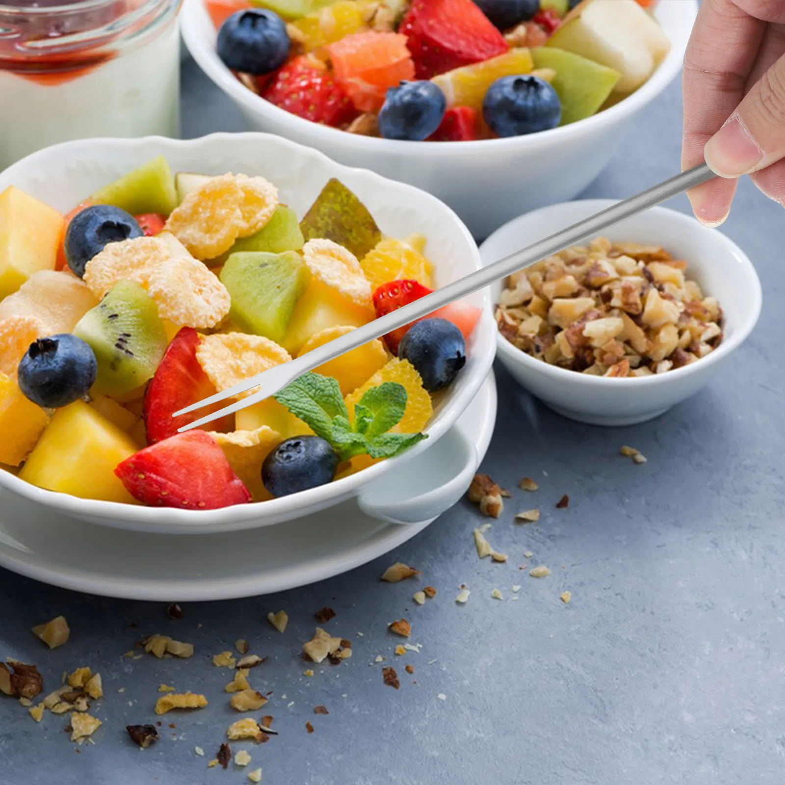 

2Pcs Stainless Steel Fruit Forks Multiuse for Fruits Cupcakes Party Food Picks Hotel Home Events Stainless Steel Fruit Forks