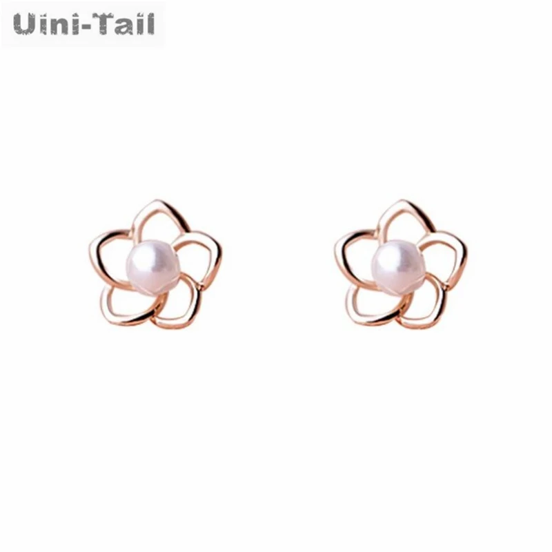 Uini Tail Hot Selling New 925 Tibetan Silver Mountain Camellia Pearl Earrings Fashionable and Unique Flower Earrings ED109