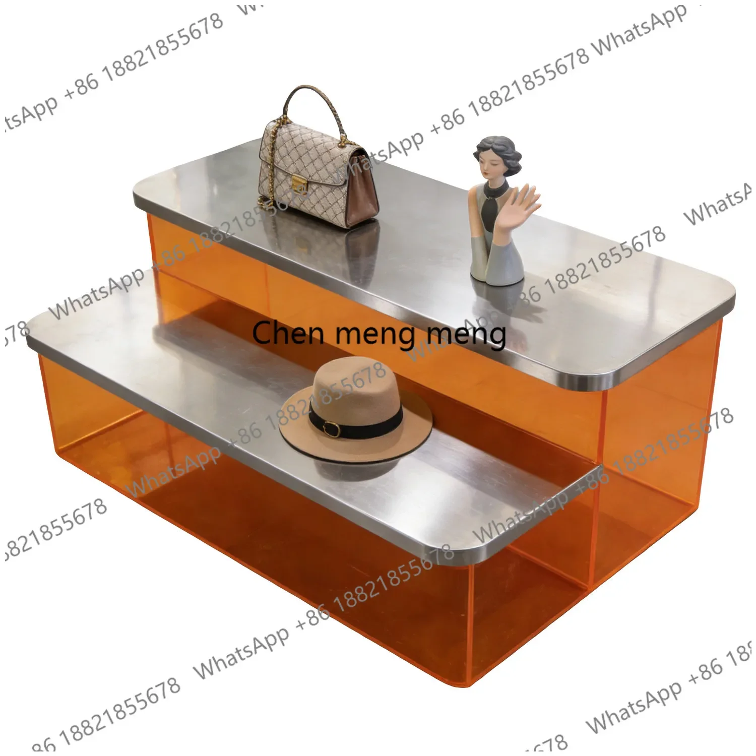 A74Clothing store Nakajima table stainless steel acrylic storage water table, jewelry display, display booth