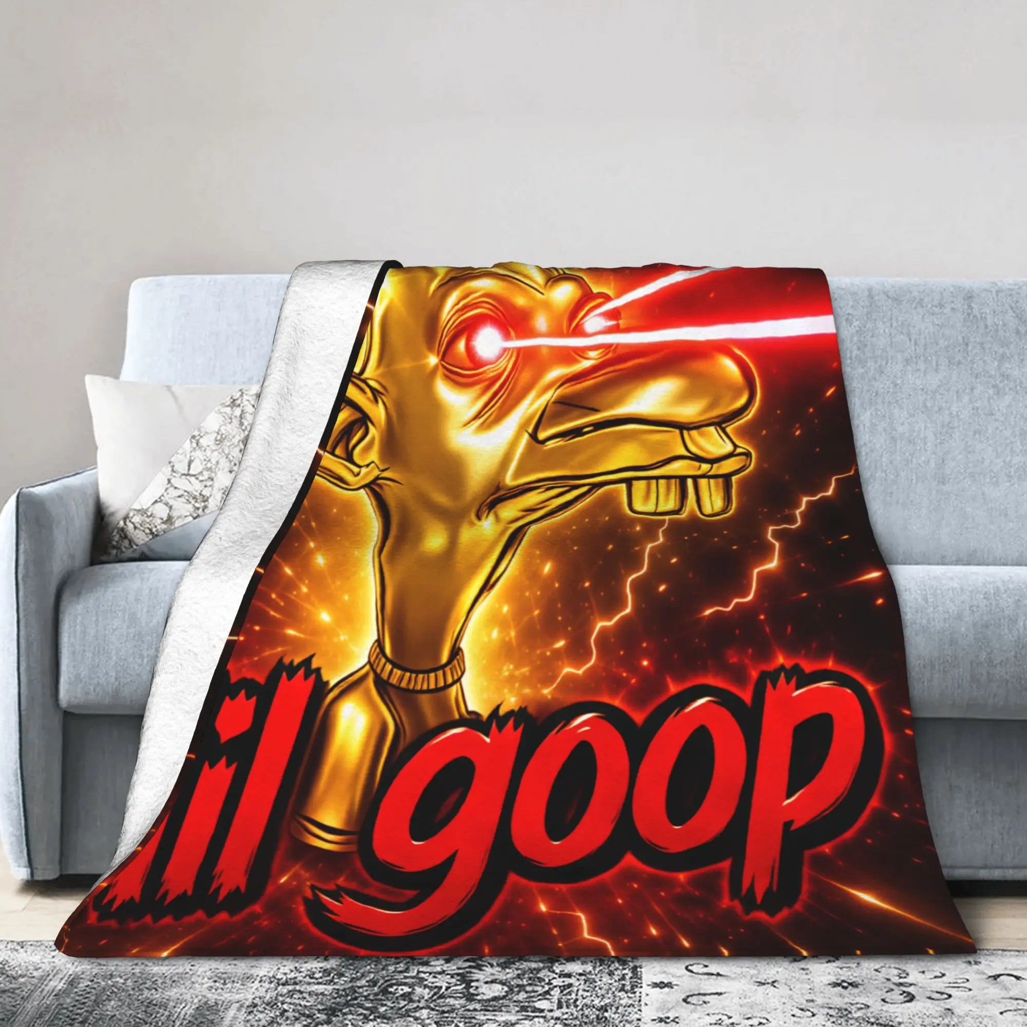 Warm Soft Blankets Decorative Neggy Golden Red Laser Eyes Lil Goop Throw Blanket Flannel Bedspread For Home Decor Sofa Bed Cover