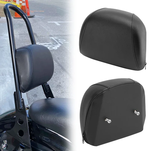 Cojín de respaldo de barra Sissy de cuero PU negro para motocicleta, almohadilla trasera para Harley Sportsters XL883 XL1200 883 1200 48 2004-UP