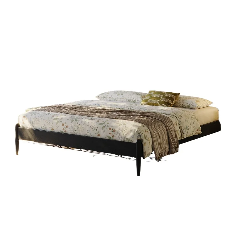 

Song-style aesthetic French solid wood bed, retro black master bedroom bed 1.8m medium and antique storage