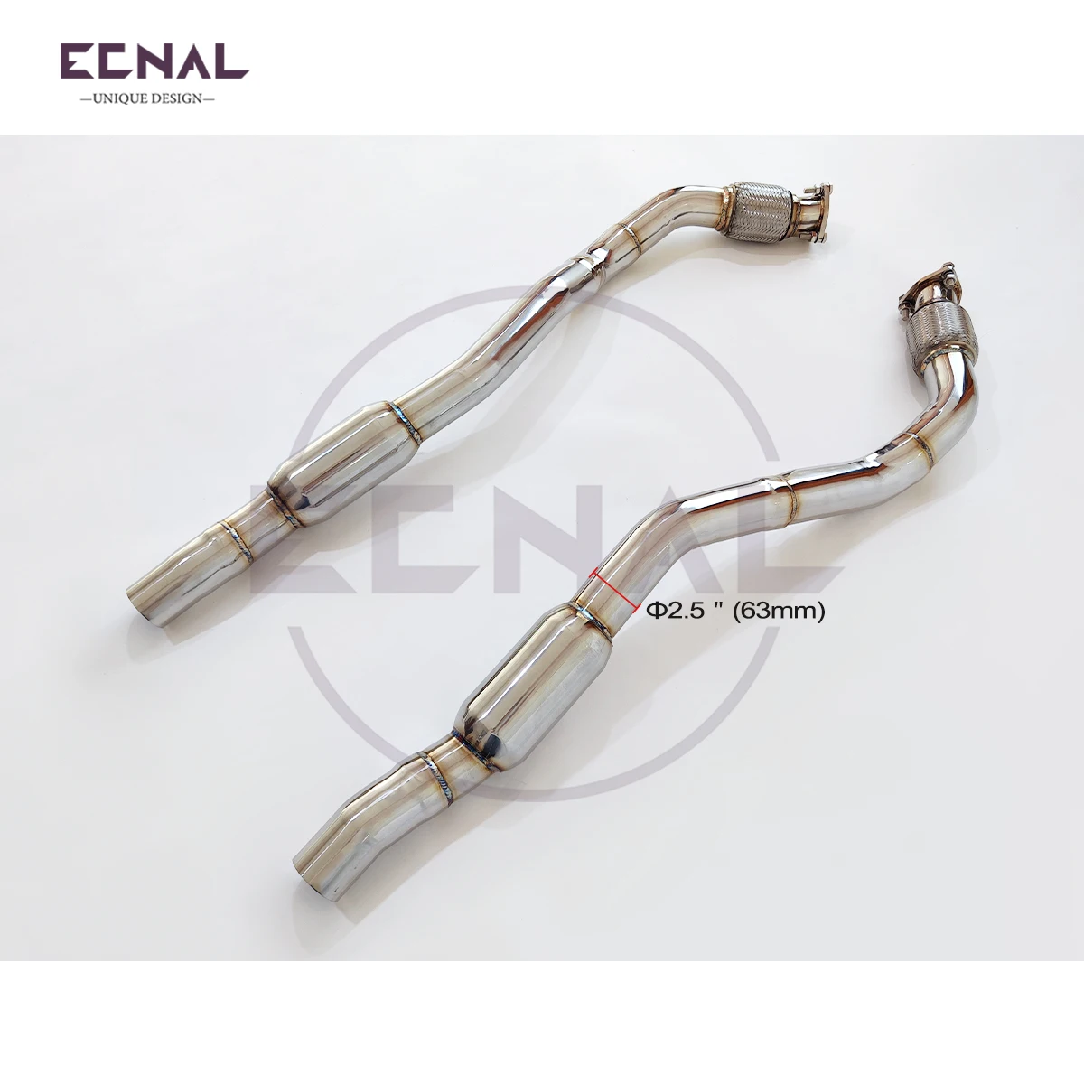 Ecnal Exhaust Front Pipe for Audi A8 D4 3.0T 2012-2018 High Performance SS304 Sport Exhaust Pipe System with Resonators