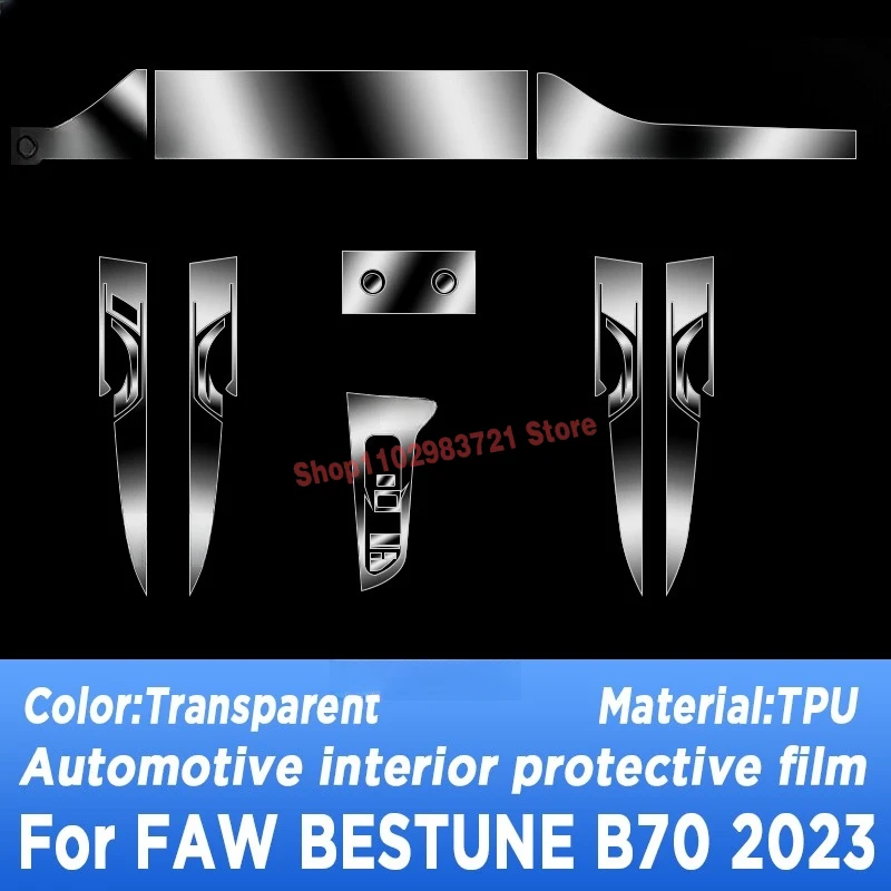 For FAW BESTUNE B70 2023 Gearbox Panel Navigation Screen Automotive Interior TPU Protective Film Cover Anti Scratch Sticker