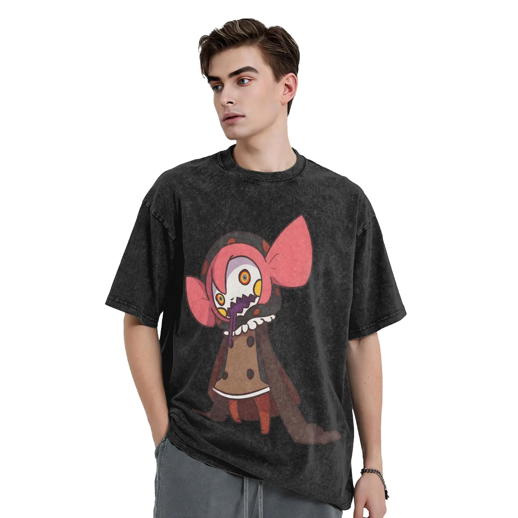 Camiseta de Anime Puella Magi Madoka Magica, Camiseta Lavada Estilo Streetwear, Camisetas de Charlotte la Bruja del Desierto, Tops de Manga Corta para Hombre y Mujer