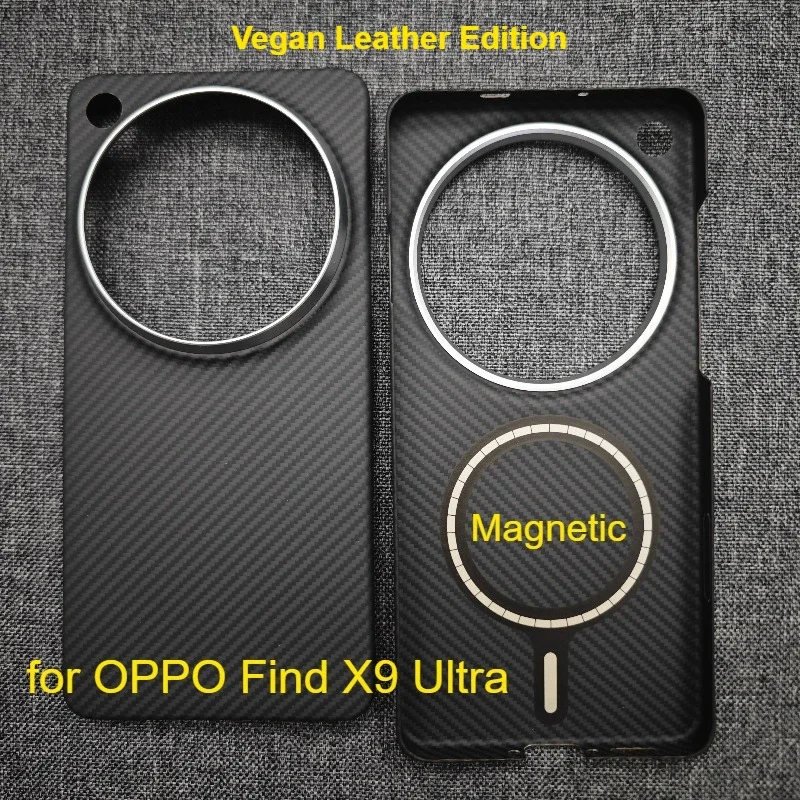 

For OPPO Find X9 Ultra Magnetic Case Aramid Carbon Fiber Mobile Phone Case Vegan Leather Edition Cover Ultra -Thin Cover