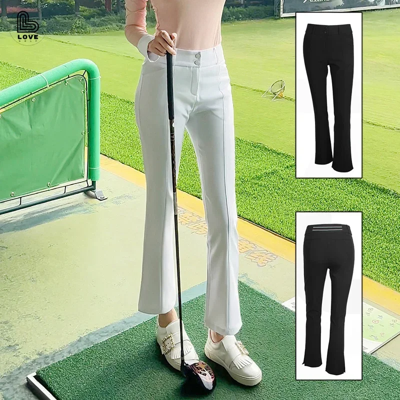 LG Golf Women's Pants Sports Slim Elastic Trousers Ladies High-waist Flared Leisure Pants High Quality Split Fashion Golf Wear