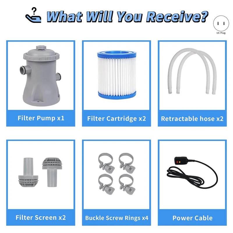 Pompa Filter Sirkulasi Pembersih Kolam Renang Steker AS