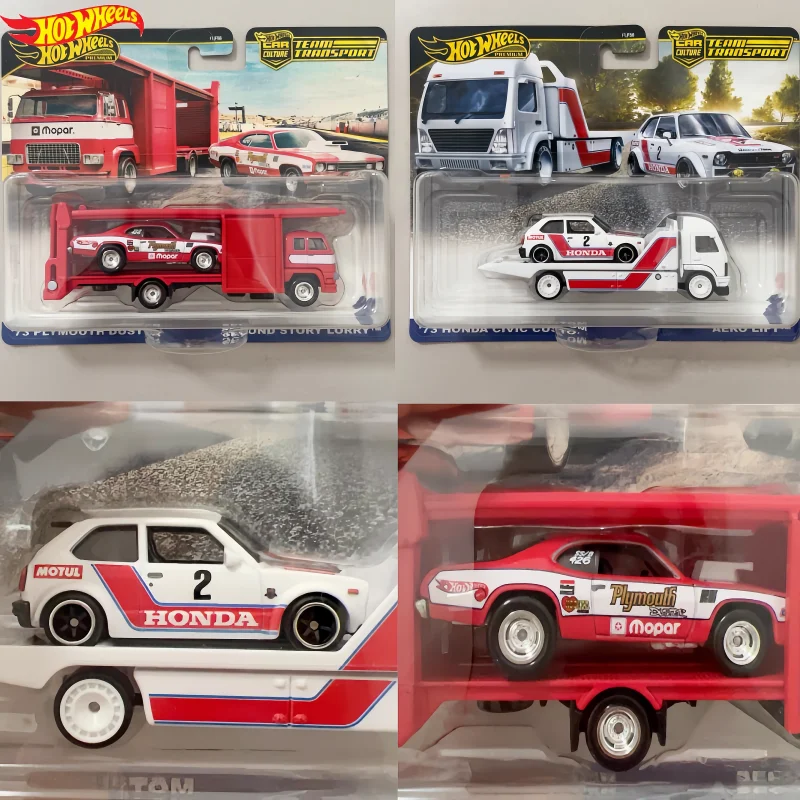 

New Genuine Hot Wheels 1:64 Team Transport 2025 G Case Toyota Honda Plymouth Set Model Car Toys Die-Cast Vehicle Flf56 Kids Gift