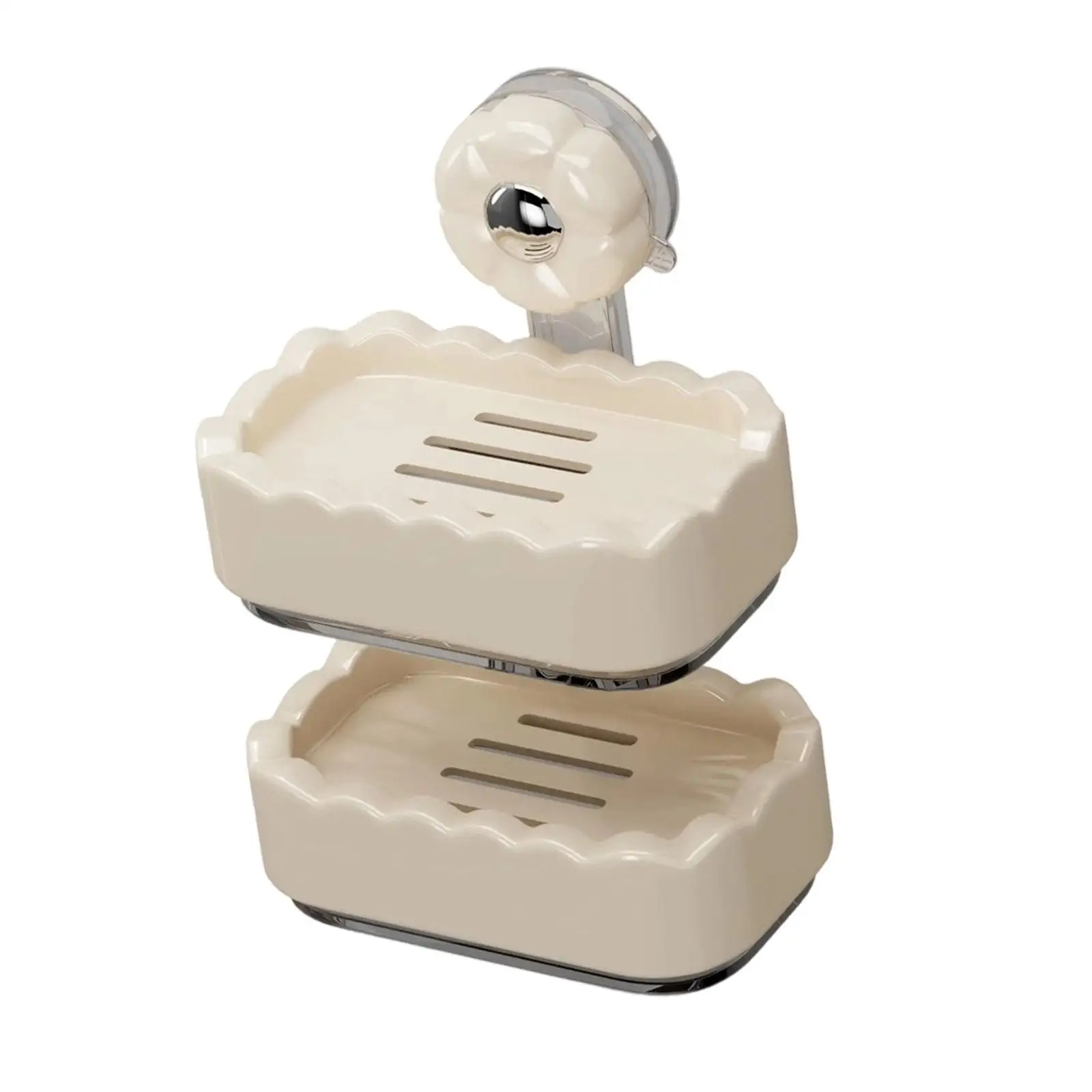 

Universal Soap Holder Double Layer Suction Cup Shower Organizer Easy Clean PP Plastic for Bathroom Sink and Bathtub