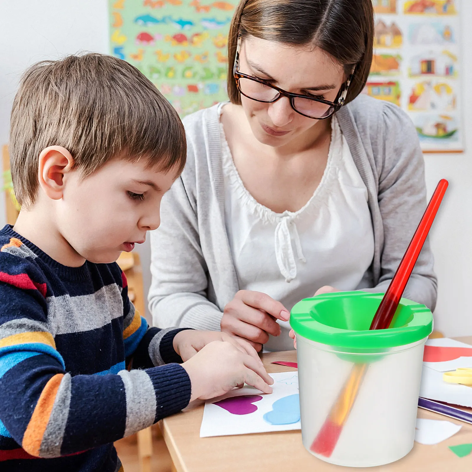 16 قطعة من فرشاة الطلاء، مجموعة أكواب الغسيل، لوازم فئة فنية شفافة لمجموعة أدوات الطلاء، أكواب تنظيف القلم، حفلة فنية #5