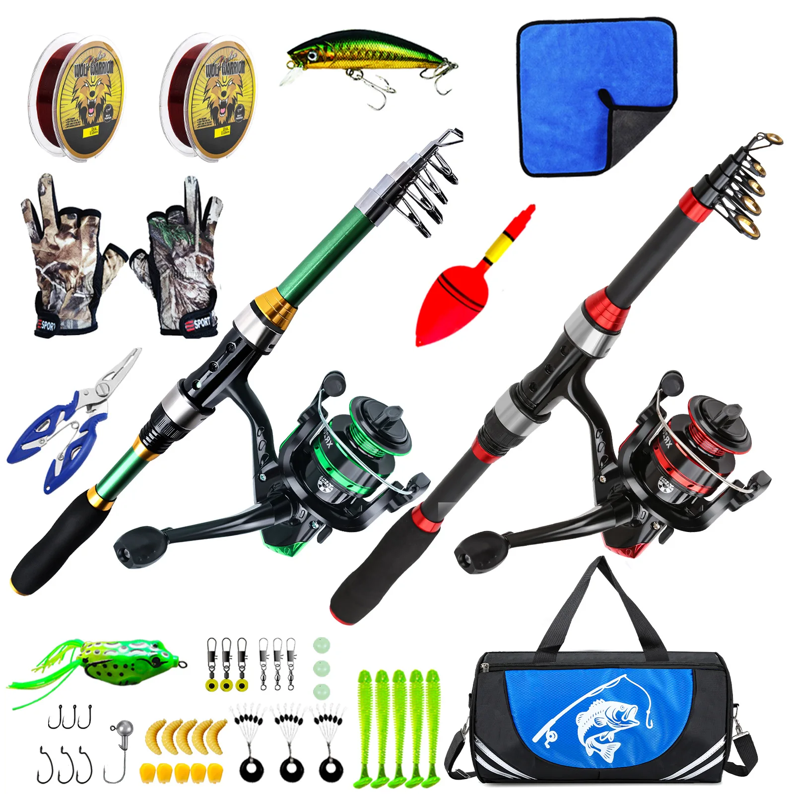 1.8m Telescopic Double Lure Ro - Landing Net Telescopic 评论和价格