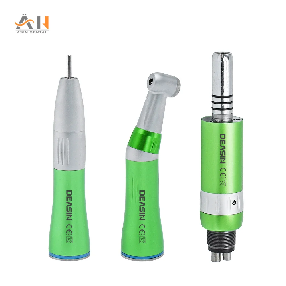 

Green Low Speed Handpiece Kit Air Turbine Straight Contra Angle Air Motor Inner Water Spray 2/4Holes Turbine Handpiece dental