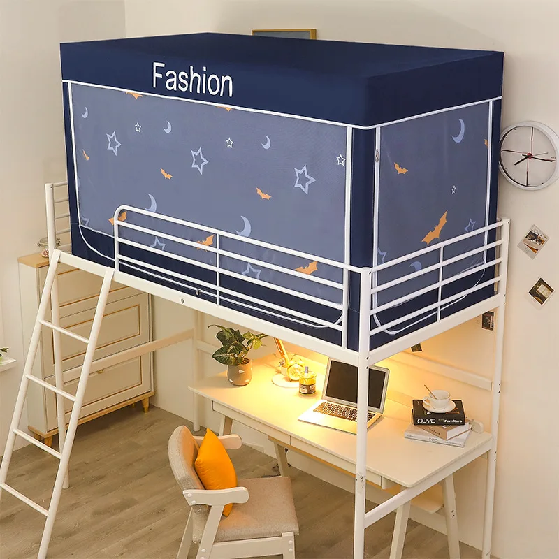 Privacy Mosquito Net Blackout Anti-mosquito Bed Curtain Kids Cute Printed Upper and Lower Bunk Bed Canopy Bed Tent with Bracket