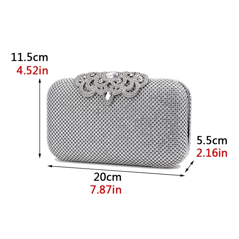 Women Evening Clutch Bag Diamond Sequin Wedding Clutch Purse and Handbag Party Banquet  Gold Silver Two Chain Shoulder Bag