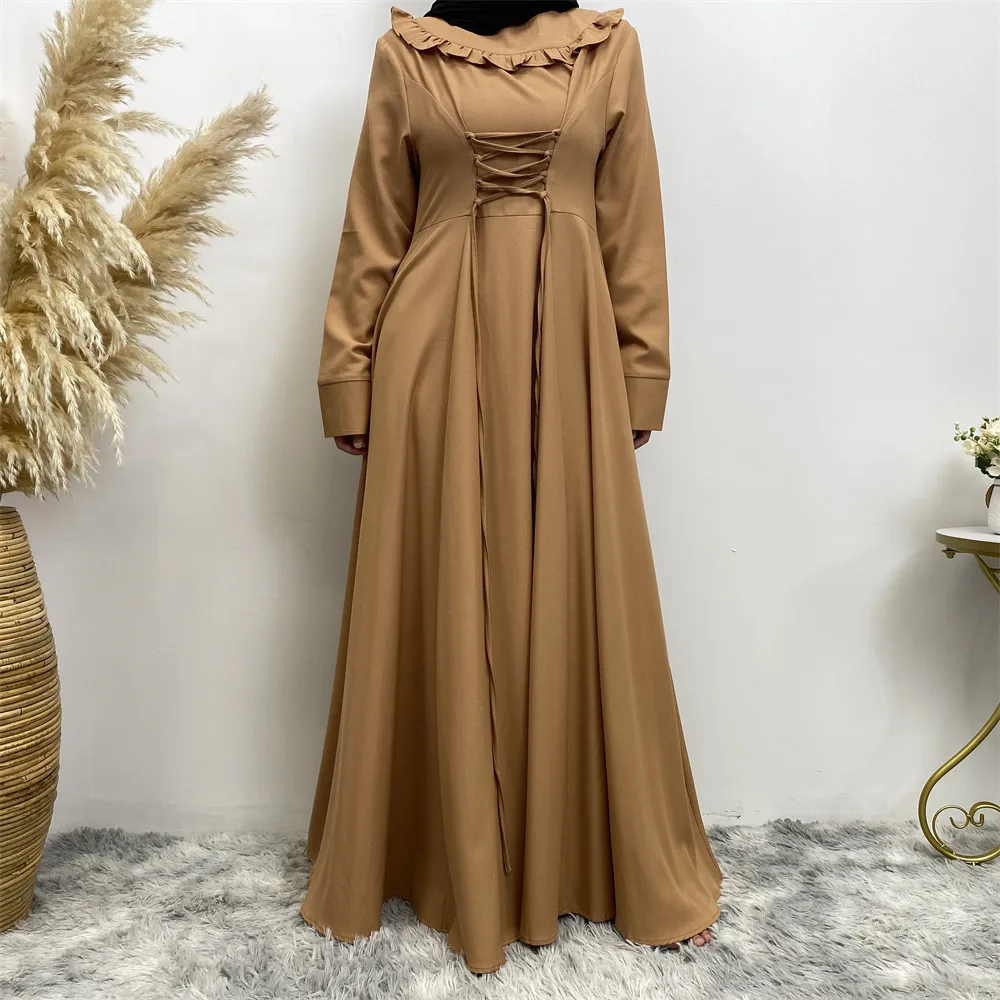 Long-sleeved Muslim Dress Middle East Thick A-line Skirt with Large Hem Dresses for Women Evening Party Dress Islamic Clothing