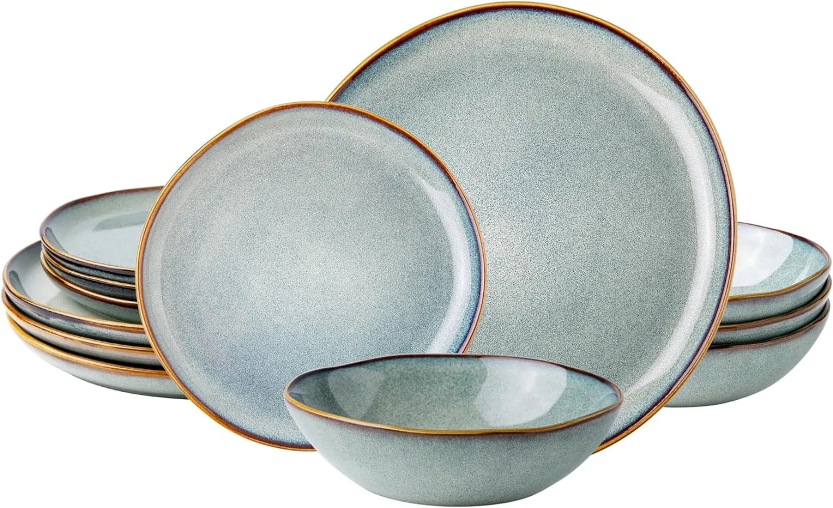 

AmorArc Ceramic Dinnerware Sets,Highly Chip and Crack Resistant | Dishwasher,Handmade Reactive Glaze Plates and Bowls Set