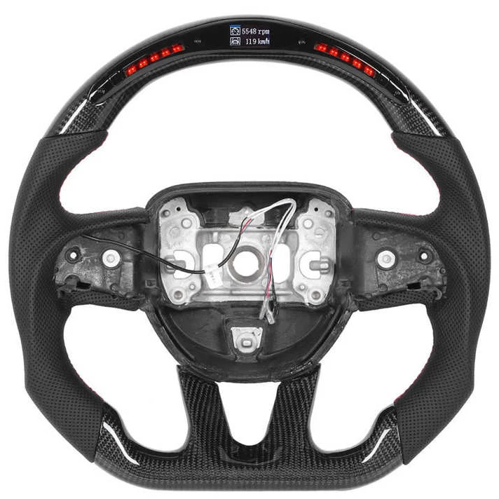 

Подходит для Dodge 2015 + Challenger Hellcat Charger Durango светодиодный Smart Real Carbon Fiber Custom Car Steering Wheel