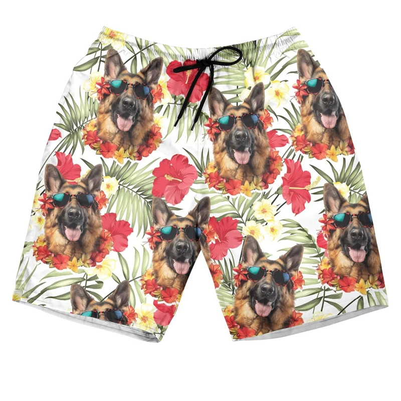 

Немецкий овчаг Гавайский 3D телефон для мужчин одежда повседневные пляжные шорты с гавайским цветком Симпатичные трусы для собак топы для собак